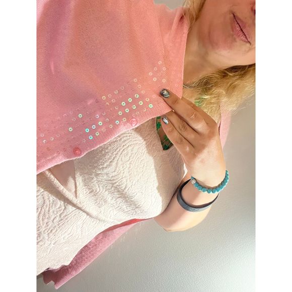 COPY - ❤️🧣BEAUTIFUL DESIGNER SCARF🧣❤️INFINITY LONG EUC GIFT TEXTURED PASTEL PINK - Picture 8 of 14